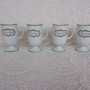 Vintage St. Patrick&#39;s Day Mugs, Irish Coffee Mugs, Set of 4 Coffee or Tea Mugs, White, Green Lettering, Excellent Condition, FREE GIFT Boxed