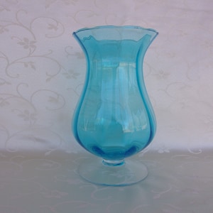 Vintage RARE, Vase, Turquoise Blue, Clear Pedestal, Hand Blown Crystal, Made in Poland, Looks New, Excellent Condition