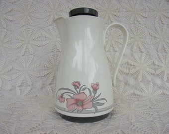 Vintage Floral Thermos, Pattern Name Ellie, Insulated Coffee Tea Pitcher, Made in West Germany, During 1982, Excellent Condition