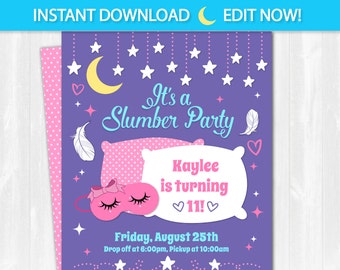 slumber party invite etsy how to make a sleepover invitation