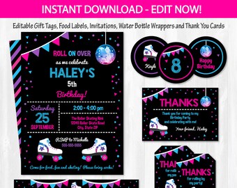 Roller Skating Party Invitations - Roller Skating Invitations - Roller Skating Party Favors  - INSTANT DOWNLOAD - Edit Now! Arctic Party