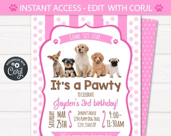Dog Themed Birthday Party Invitations 7
