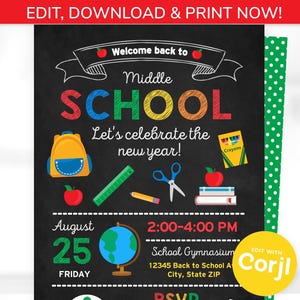 Back to School Party Invitation - Back to School Invitation - Classroom Party - School Party Supplies - INSTANT Access - EDIT at home NOW!