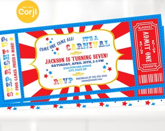 Carnival Invitations - Carnival Theme Party - Carnival Birthday Invitation - Carnival Ticket - Carnival Party - INSTANT ACCESS - Edit NOW!