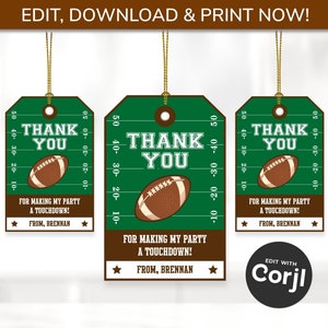 Etiquetas de recuerdo de fútbol, etiquetas de regalo de fútbol, etiquetas de recuerdo de fútbol imprimibles - Recuerdos de fiesta del día del juego - Editar con Corjl