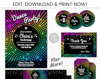 Dance Party Invitation Disco Dance Party Invitations Disco Etsy