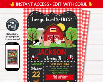 barnyard invitations etsy