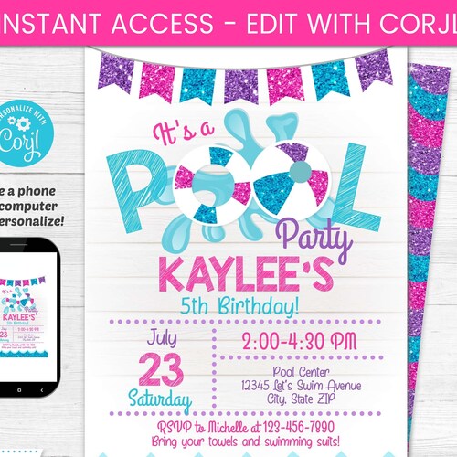 Beach Ball GIRL Birthday Banner Pool Party Birthday - Etsy