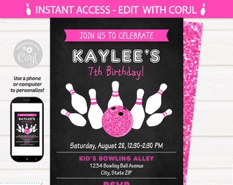 bowling invitations etsy