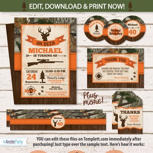 Hunting Birthday Invitations, Hunting Theme Party - Hunting Invitation - Hunting Party Supplies - Hunting Decor - INSTANT ACCESS