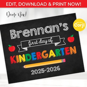 First Day of School Sign - Back to School Sign Template - First Day of School Chalkboard Sign - Editable School Sign - INSTANT ACCESS!