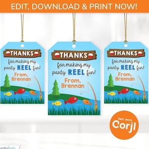 Fishing Gift Tags - Printable Fishing Tags - Fishing Favor Tags - Fishing Labels - Edit with Corjl