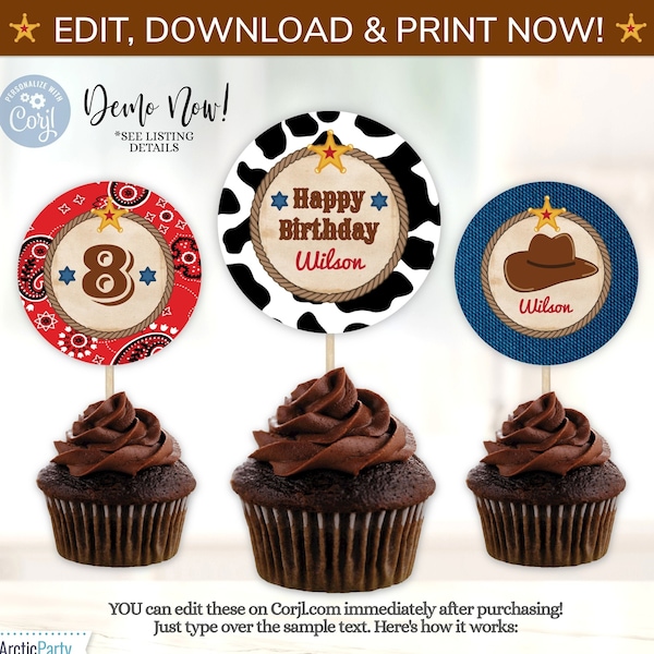 Western Cupcake Toppers, Western Stickers, Cowboy Cupcake Toppers, Western Gift Tags, Cowboy Favor Tags, Western Cupcake Circles