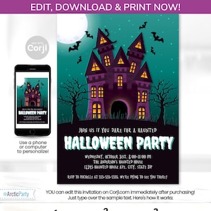 Halloween Haunted House Invitation - Haunted House Halloween Party Invitation - Halloween Invitation - Teen Halloween Party - INSTANT ACCESS