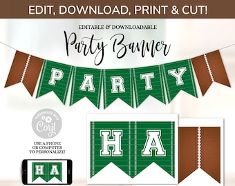 Football Party Banner, Printable Football Banner - Editable Football Signs - Football Party Supplies - Football Banner - DIY Football