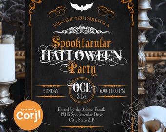 Spooky Halloween Invitations, Spooktacular Halloween Party (Digital or Printed)
