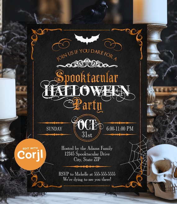 Spooky Halloween Invitations, Spooktacular Halloween Party (Digital or Printed)