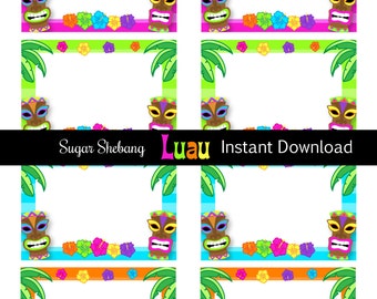 Luau Food Labels- INSTANTLY Downloadable and Editable File - Personalize at home with Adobe Reader or PicMonkey.com - Luau Party Supplies