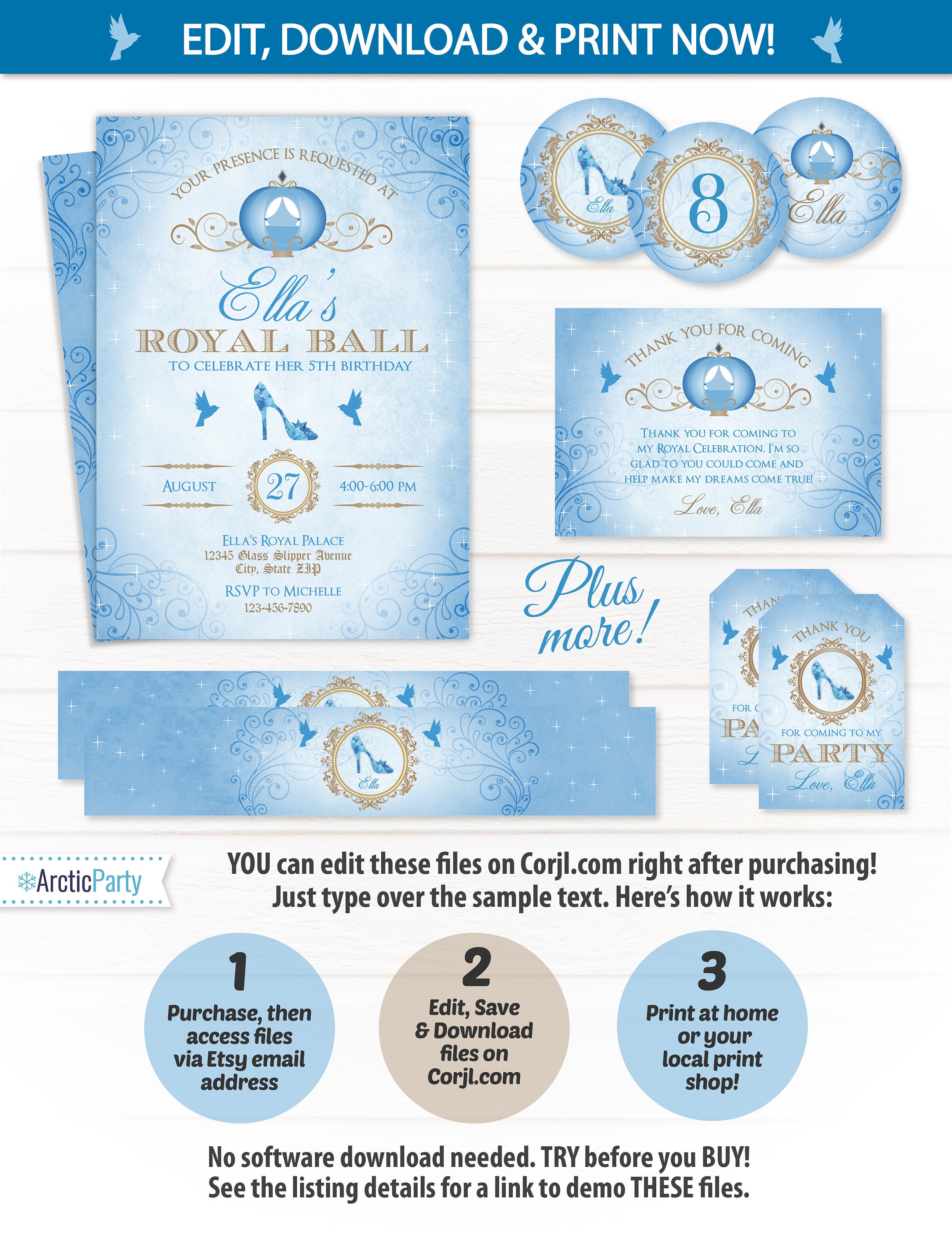Cinderella Invitation Cinderella Birthday Invitation Cinderella