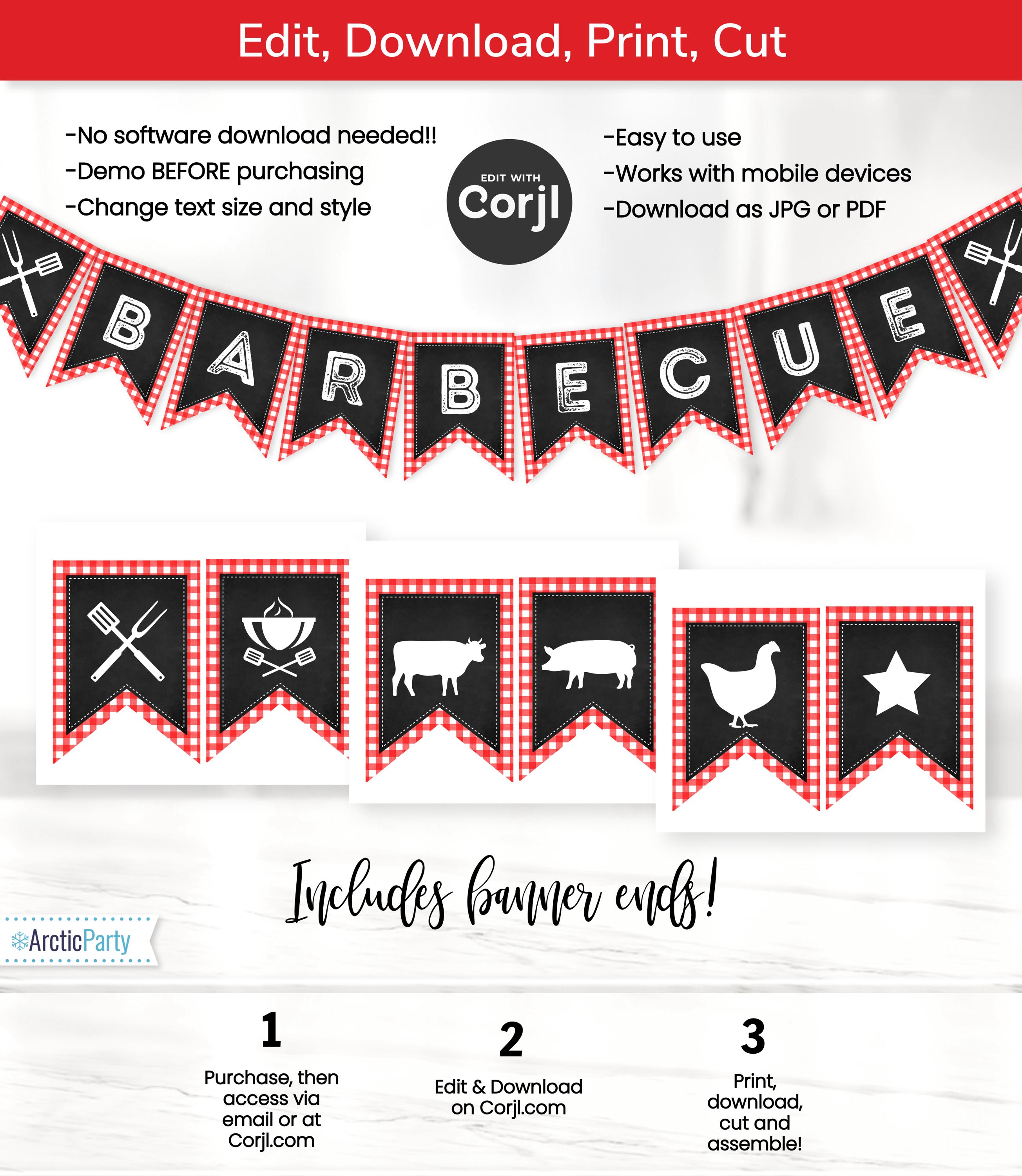 Chalkboard BBQ Banner - Printable BBQ Sign - Barbecue Flags - I Do BBQ ...