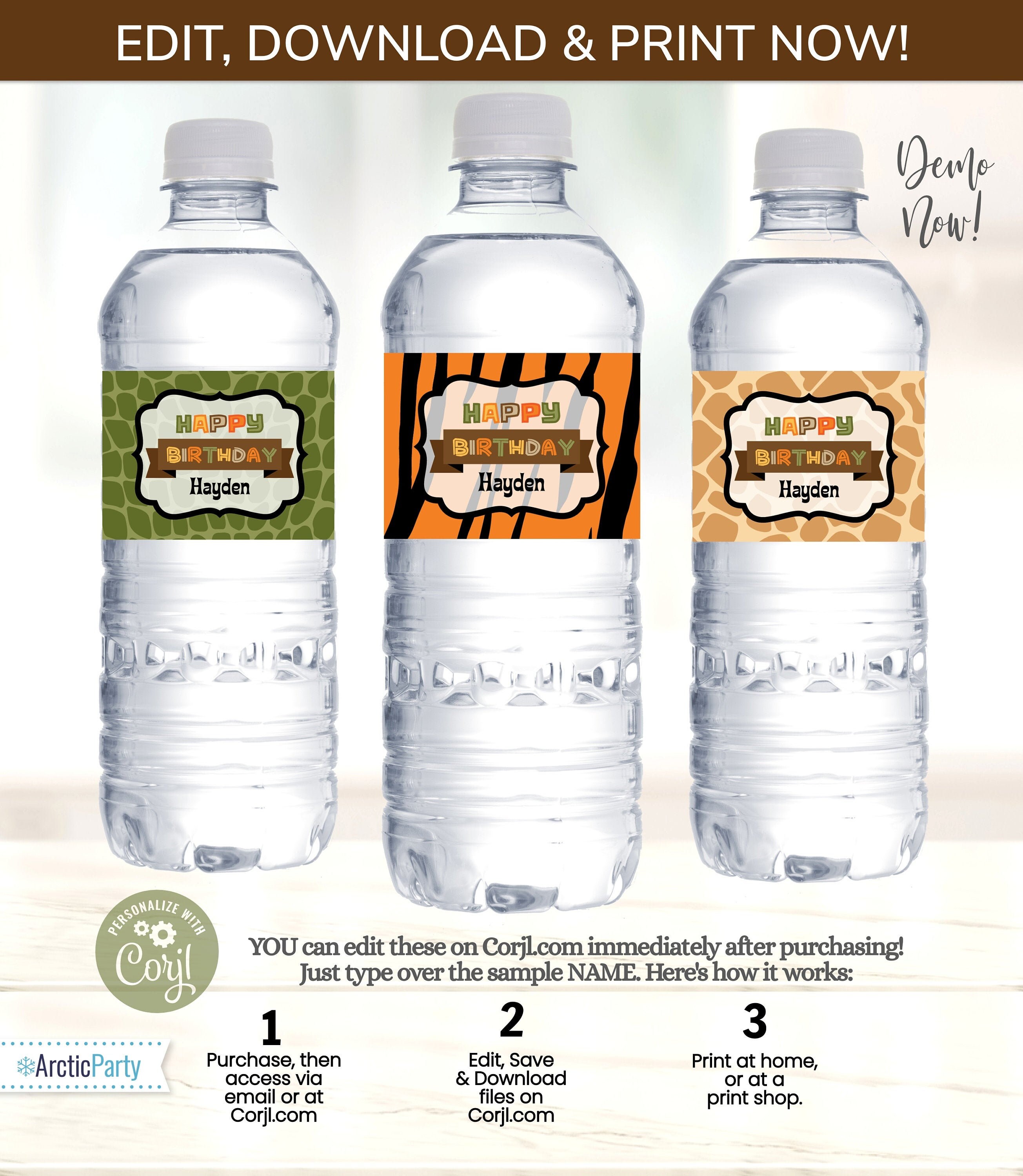 8oz Water Bottle Label Template Wrap Graphic by blacbidigital · Creative  Fabrica