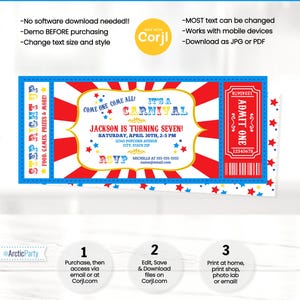 Carnival Invitations - Carnival Theme Party - Carnival Birthday Invitation - Carnival Ticket - Carnival Party - INSTANT ACCESS - Edit NOW! image 2