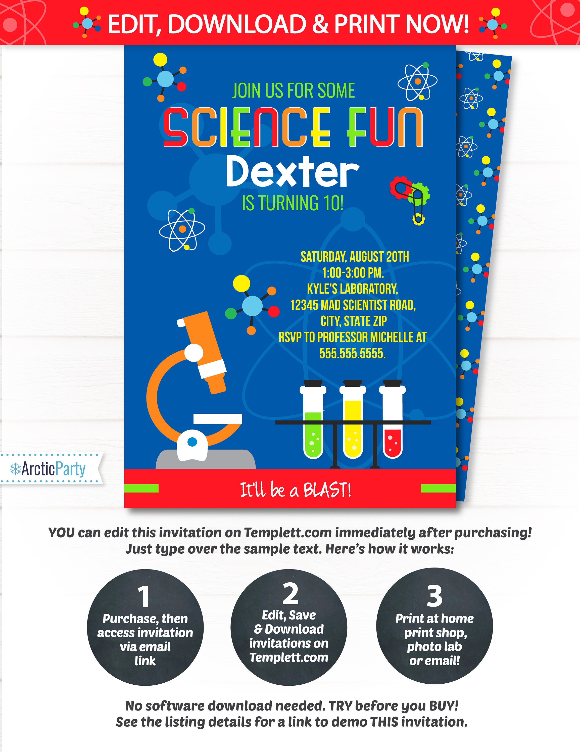 Science Party Invitation Science Birthday Invitation Mad Etsy