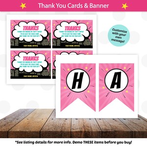 Superhero Invitations Girls Superhero Birthday Invitations Super Hero Thank You Cards Superhero Supplies INSTANT ACCESS Edit NOW image 4