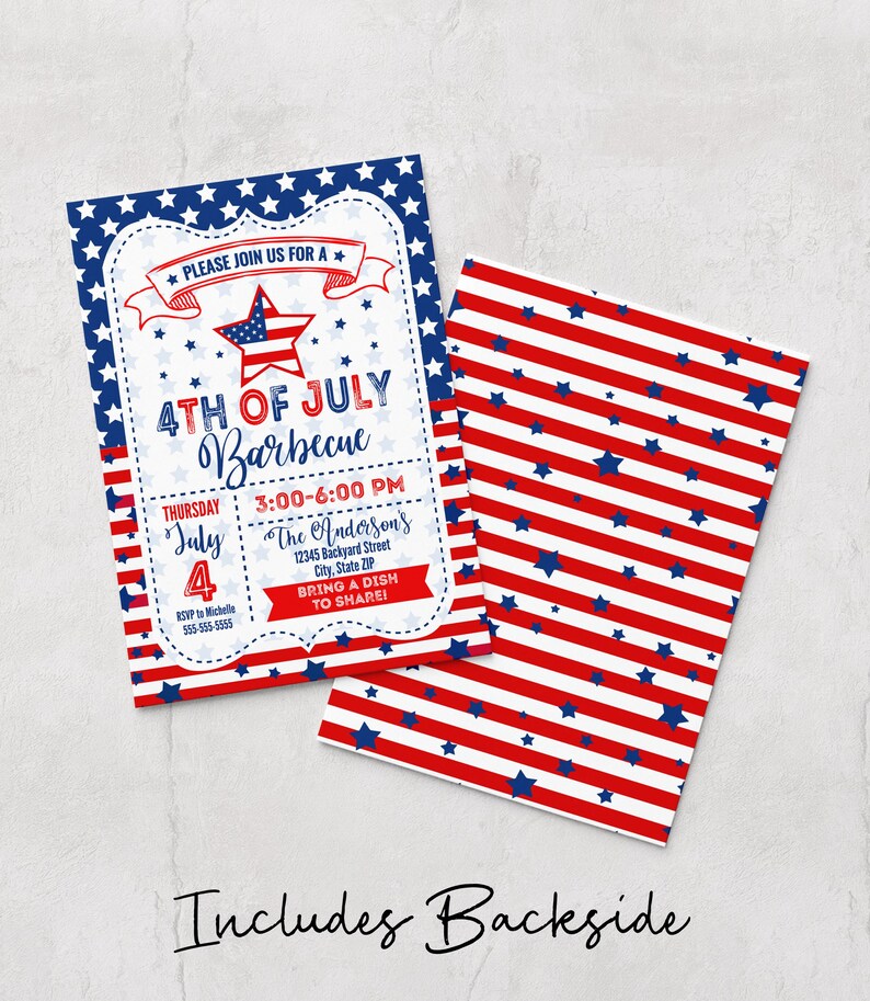 4th of July Barbecue Invitation – Editable Corjl Template (Digital or Printed) Bild 3
