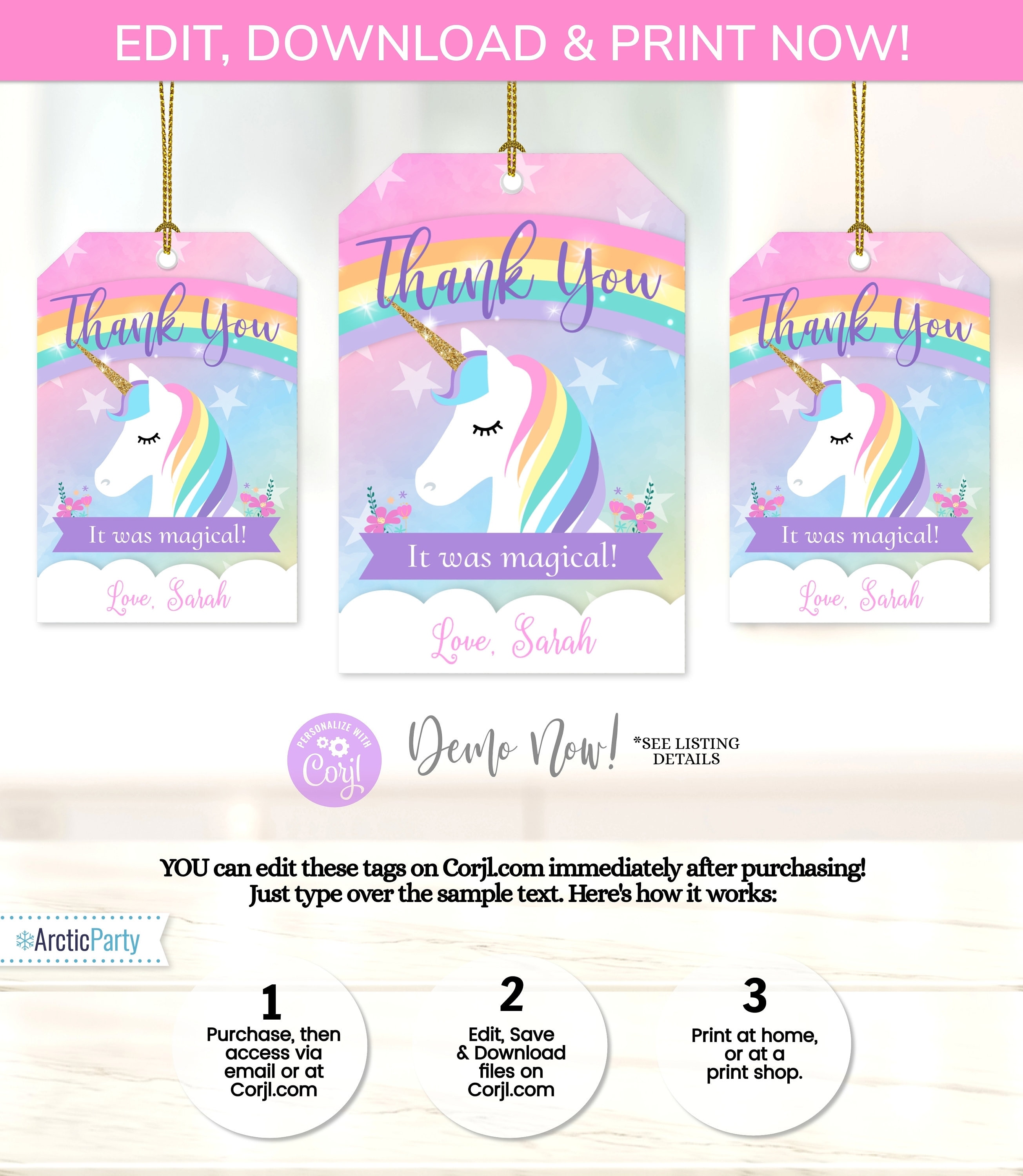 Unicorn Favor Tags Unicorn Gift Tags Printable Unicorn Favor - Etsy UK