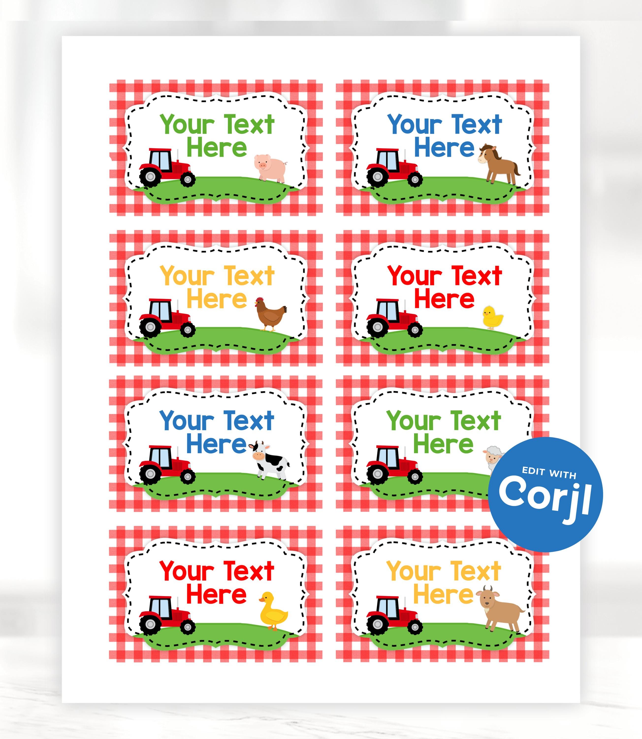 Farm Labels - Farm Food Labels - Farm Tags - Farm Theme Place Cards ...