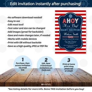 Nautical Baby Shower Invitations Nautical Invitation Nautical Shower Nautical Party Invitations INSTANT ACCESS Edit NOW image 2