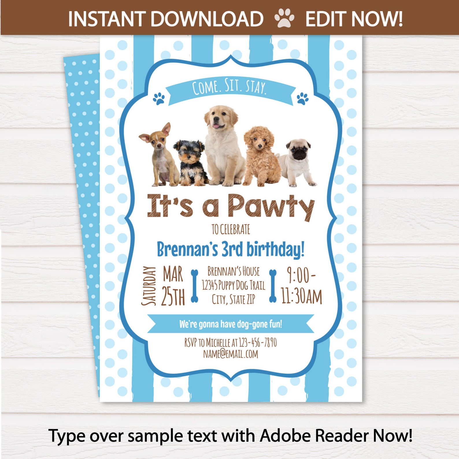 Puppy Invitations Puppy Birthday Party Invitations Puppy Etsy