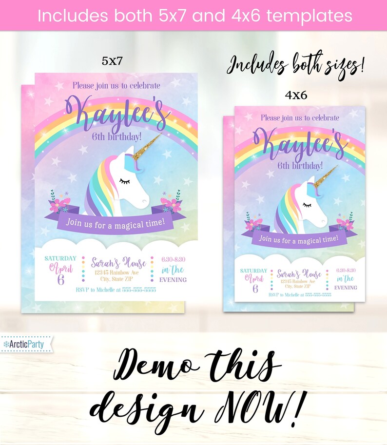 Unicorn Invitations Unicorn Birthday Invitation Unicorn Party Invitations INSTANT ACCESS Edit NOW Unicorn Party Supplies image 5