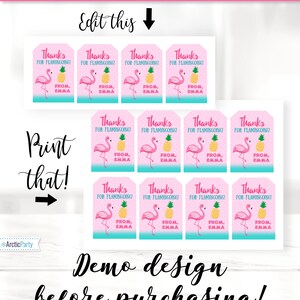 Flamingo Gift Tags - Printable Flamingo Tags - Flamingo Favor Tags ...