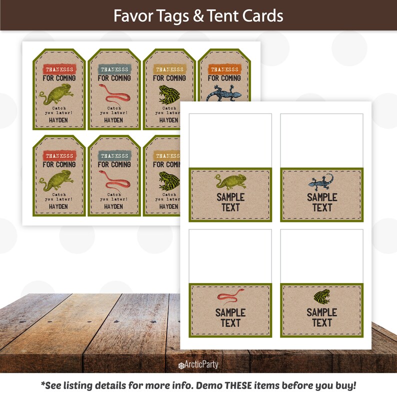 Reptile Invitations Reptile Food Labels Reptile Gift Tags Etsy