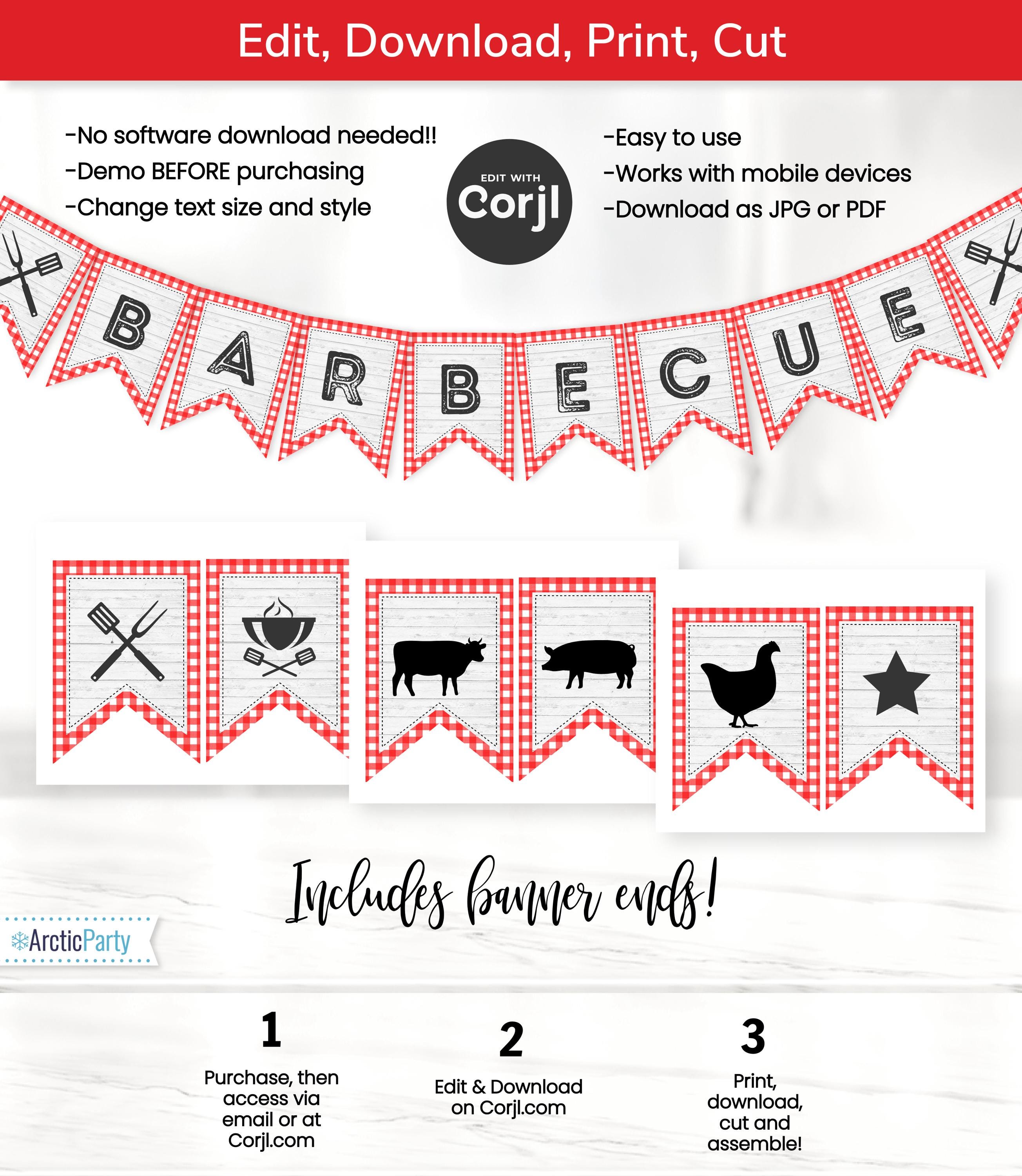 Bbq Banner Examples BBQ Banner - Printable BBQ Sign - Barbecue Flags - I Do BBQ - Barbecue ...