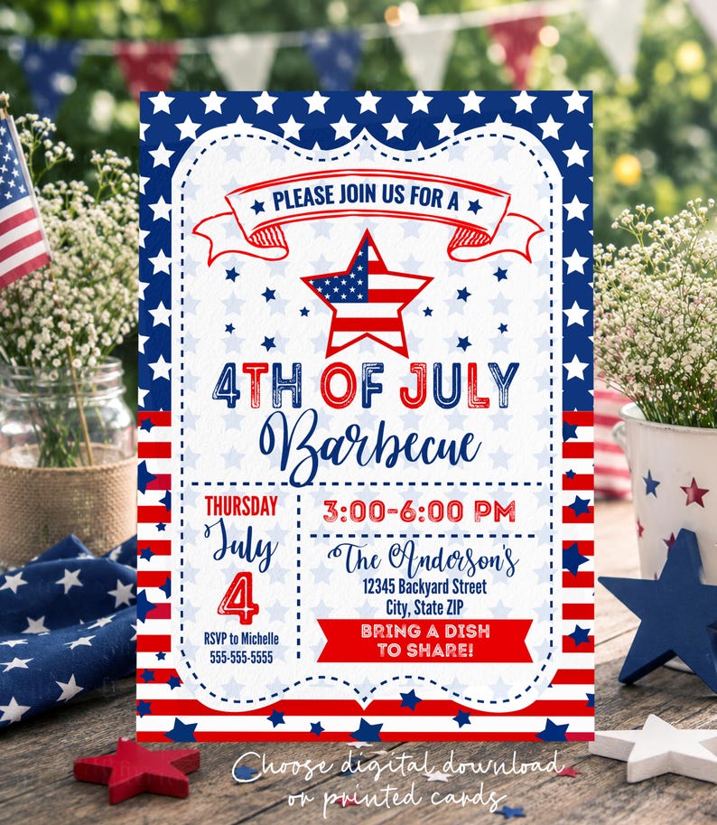 4th of July Barbecue Invitation – Editable Corjl Template (Digital or Printed) Bild 2
