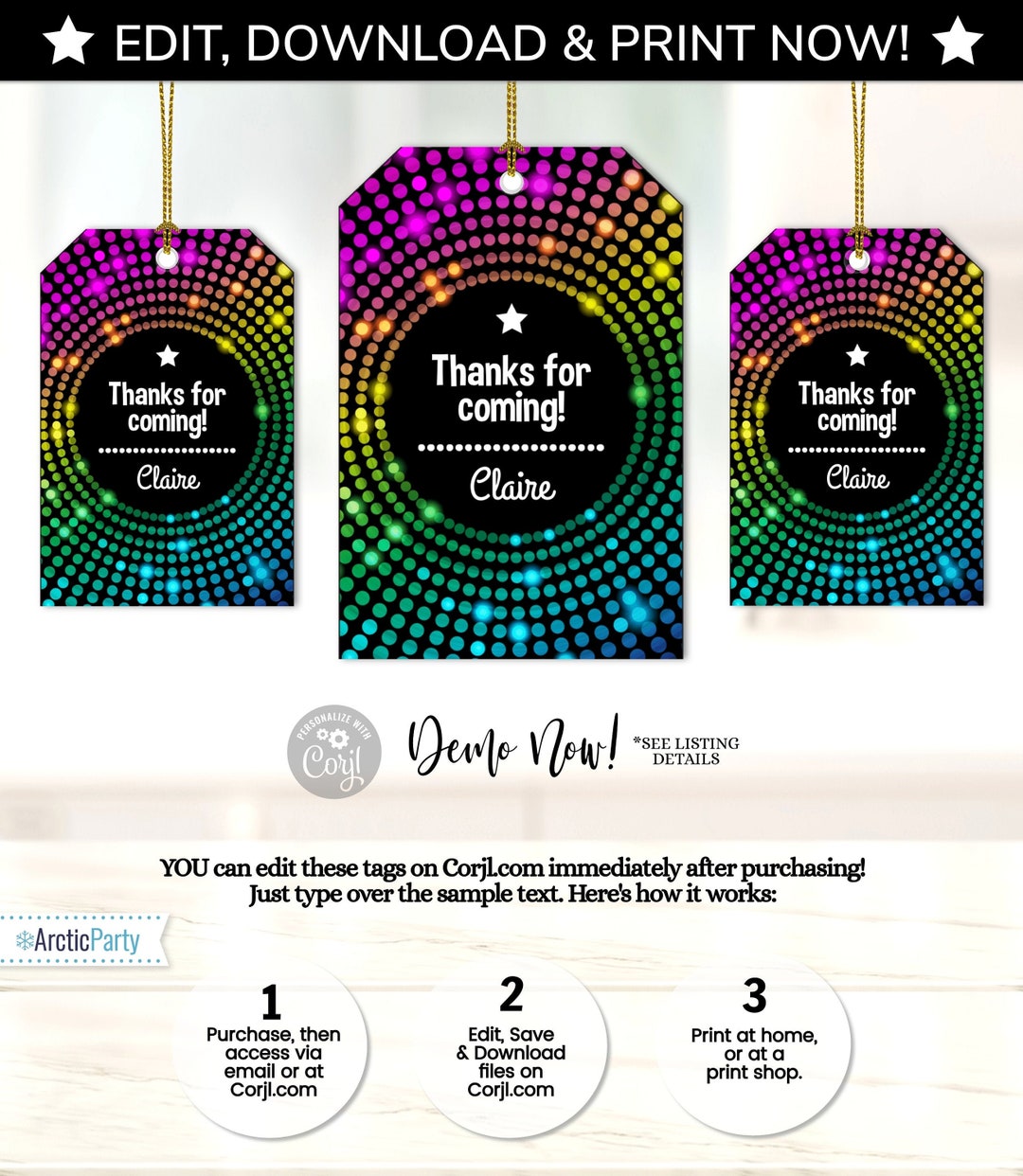 Dance Party Favor Tags Disco Party Favor Tags Dance Party Etsy