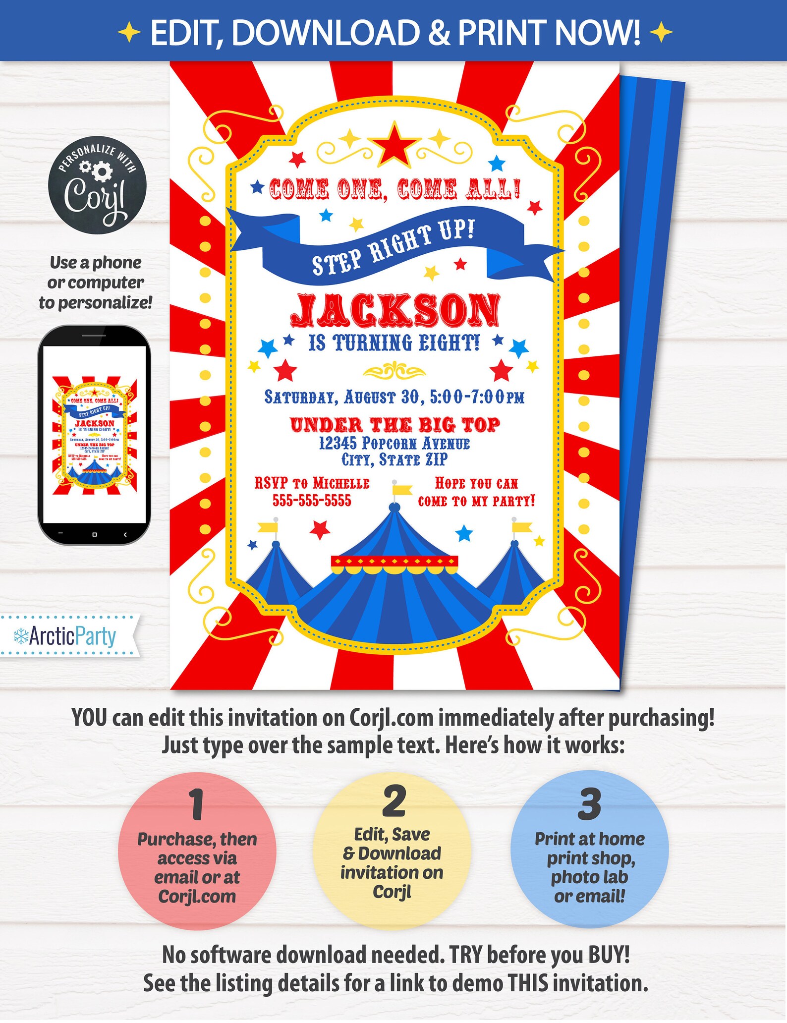 Circus Invitations Carnival Birthday Invitations Carnival Etsy