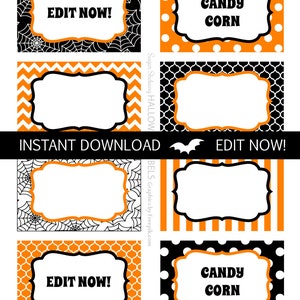 Halloween Labels - Instantly Downloadable and Editable File - Personalize at home with Adobe Reader! Halloween Party Supplies