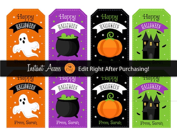 Halloween Gift Tags - Kids Halloween Favor Tags - Halloween Party Tags - Halloween Labels - Halloween Party Supplies - Halloween Supplies
