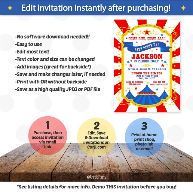 circus invitations carnival birthday