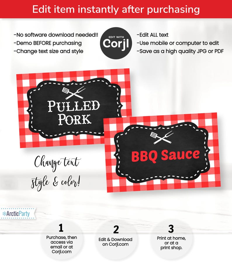 Chalkboard BBQ Place Cards, Printable Barbecue Tent Cards - Barbecue ...