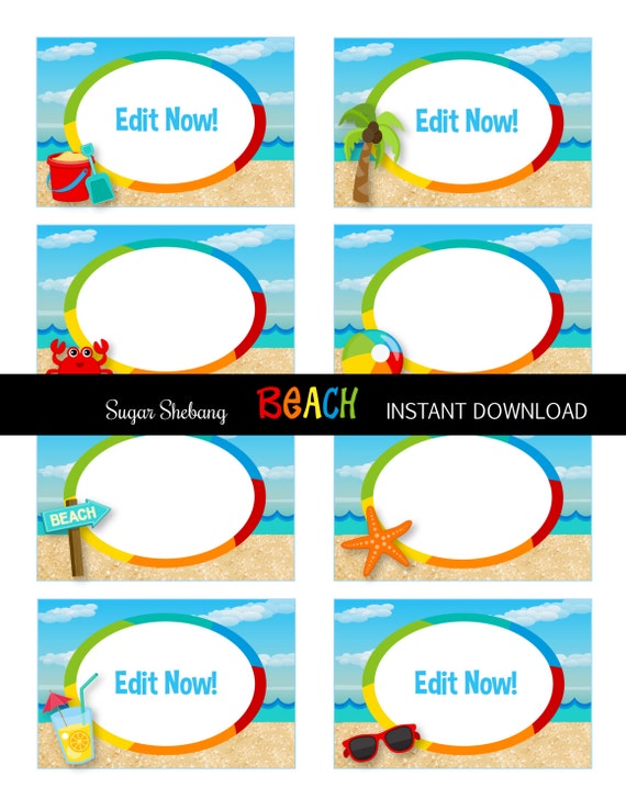 Pool Party Labels Beach Party Labels Instantly - Etsy