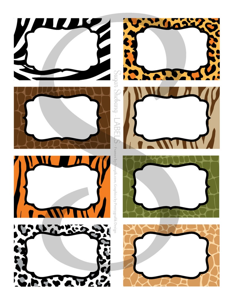 Jungle Party Labels Safari Food Labels Instantly Downloadable and Editable Personalize at home with Adobe Reader, or online with Corjl image 2