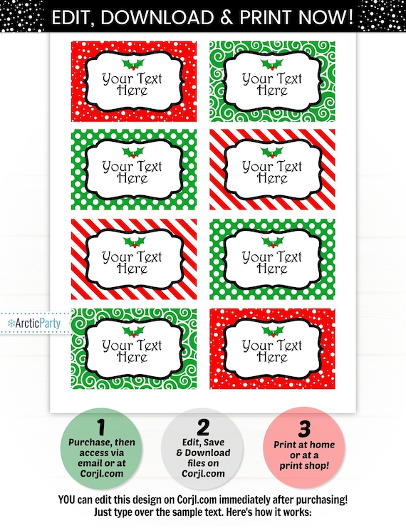 Christmas Labels Christmas Food Labels Christmas Tags | Etsy