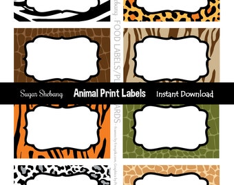 Jungle Party Labels - Safari Food Labels - Instantly Downloadable and Editable - Personalize at home with Adobe Reader, or online with Corjl