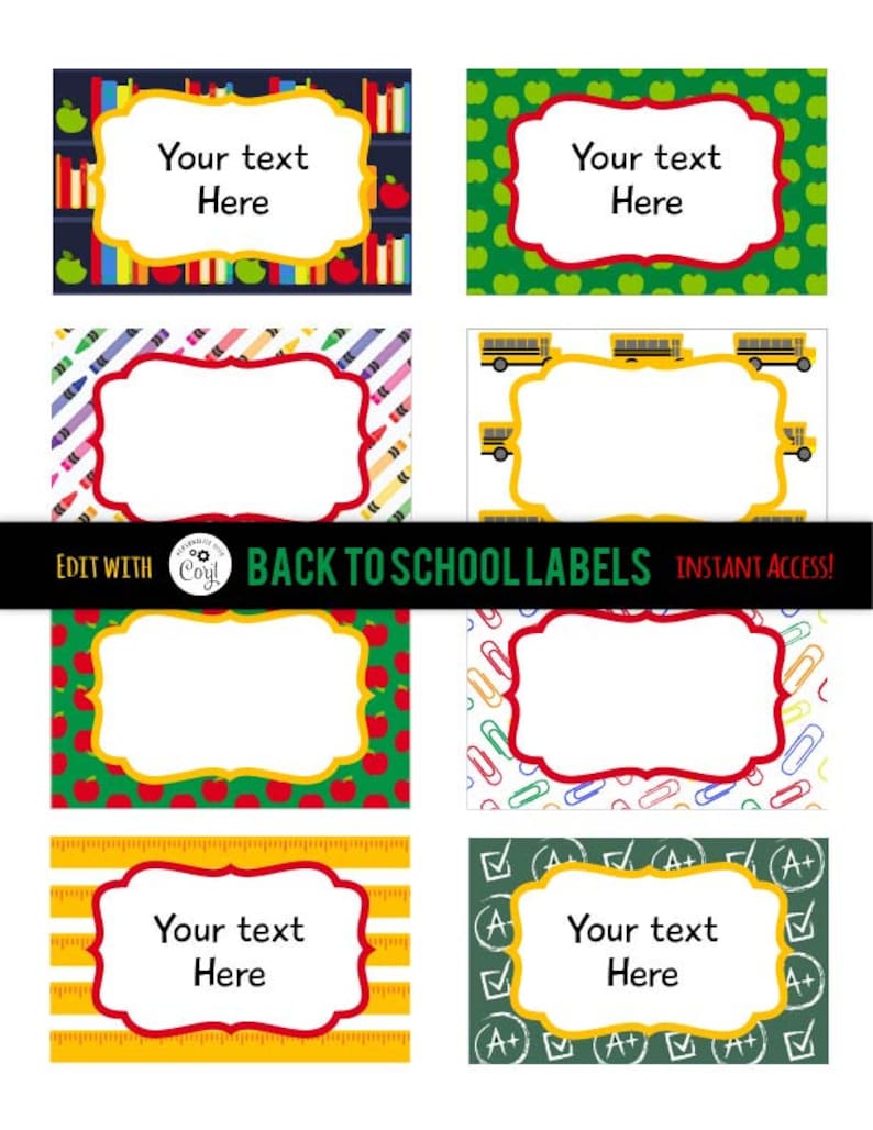 Back to School Labels Teacher Labels School Labels Etsy
