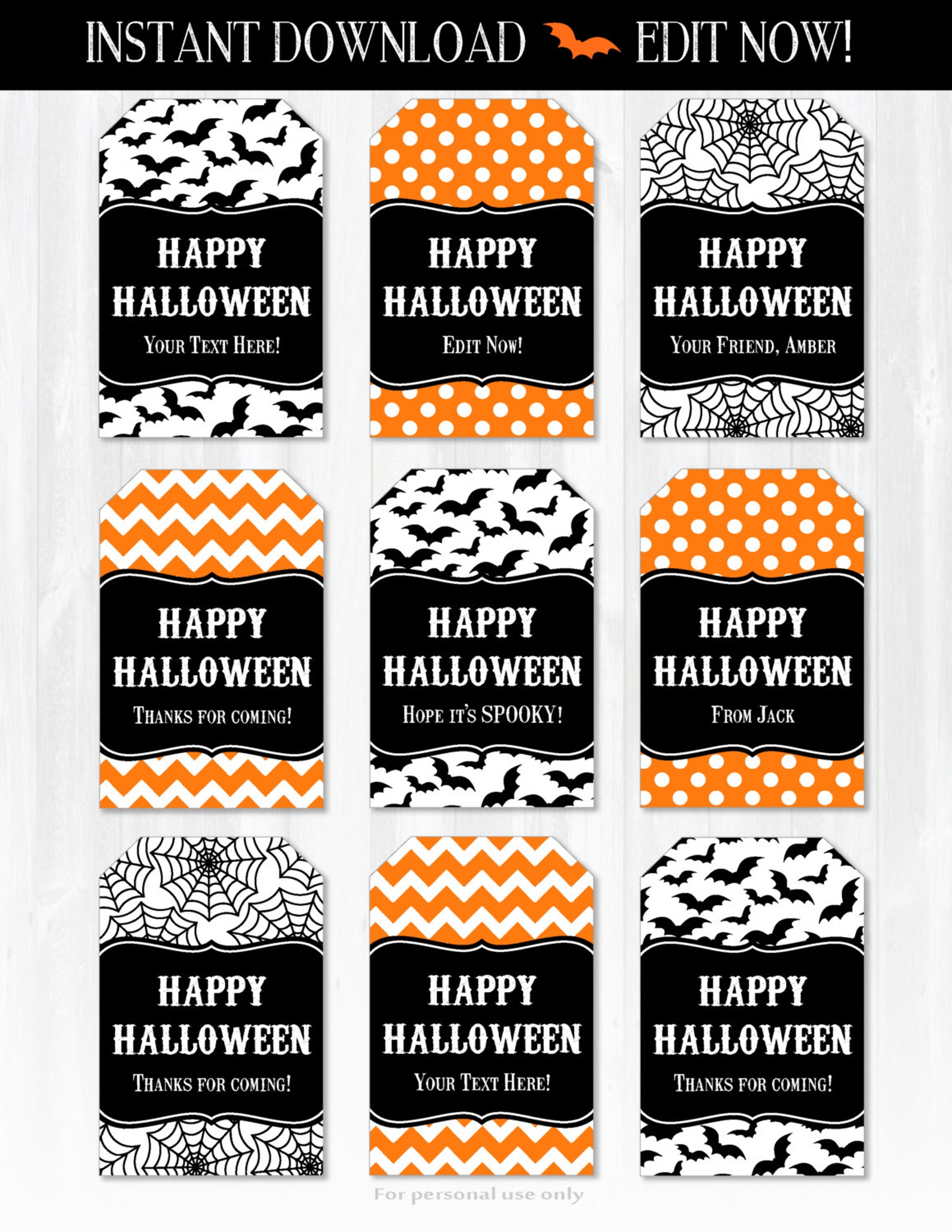 Halloween Tags Halloween Favor Tags Instant Download ALL Etsy